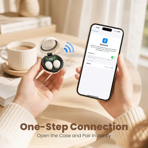 Vista 7 de Xmenha Pequeños mini auriculares invisibles inalámbricos Bluetooth más pequeños discretos pequeños auriculares ocultos para el trabajo, micro perfil