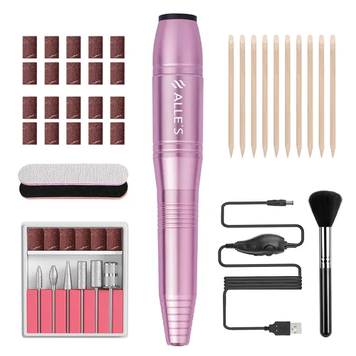Vista 13 de Taladro de uñas eléctrico de 20000 rpm, compacto, portátil, Efile, profesional, manicura y pedicura, kit de taladro de lima de uñas para acrílico
