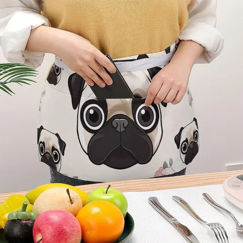 Vista 3 de Server Aprons with 3 Pockets Waist Apron Waterproof Half Apron Short Cooking Aprons Bib