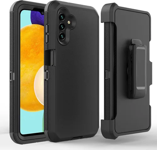 Vista 4 de Diseñado para Samsung Galaxy A13 5G, con protector de pantalla integrado funda resistente con soporte integrado + clip giratorio para cinturón