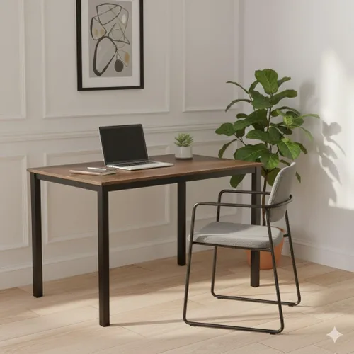 Vista 7 de Escritorio grande de madera para computadora de 47 pulgadas, escritorio de estilo moderno y simple para oficina en casa, dormitorio, escritorio