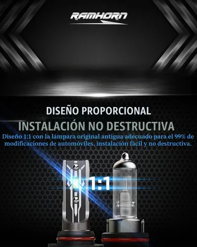 Vista 6 de RAMHORN Bombillas H4, 300% de brillo, tamaño 1:1, Plug-N-Play, paquete de 2