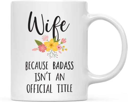 Vista 19 de Andaz Press Taza de café de 11 onzas, regalo de broma, tía porque Badass no es un título oficial, gráfico floral, 1 paquete