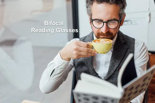 Vista 5 de Yogo Vision Bifocal Reading Glasses for Men and Women Rectangle MultiFocal Readers with Spring Hinges Retro Design