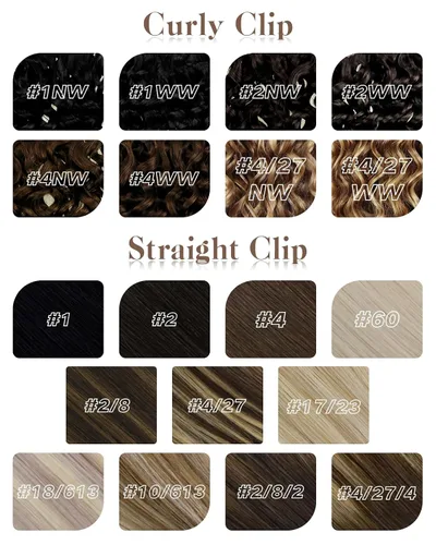 Vista 40 de Hetto . Extensiones de cabello humano rizado con clip, color #1 negro azabache, extensiones de cabello humano ondulado natural para cabeza completa