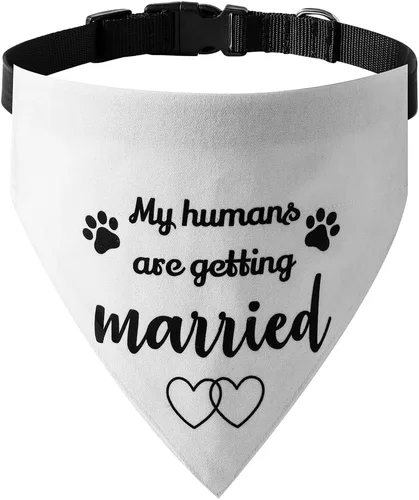 Vista 18 de El mejor collar de bandana de boda para perro, bandana de compromiso ajustable para mascotas con hebilla de liberación rápida y anillo en D