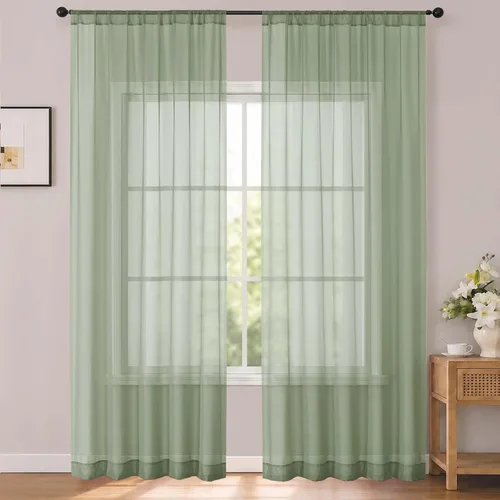 Vista 66 de OWENIE White Sheer Curtains 96 Inches Long 2 Panels for Living Room 52 Wide