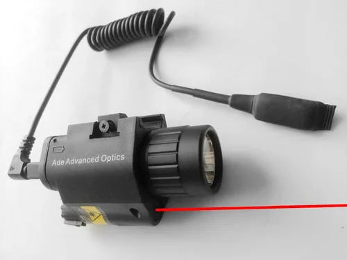 Vista 3 de Ade Advanced Optics Vista láser táctica compacta montada en riel con linterna LED de 200 lúmenes y almohadilla de interruptor de presión, color rojo