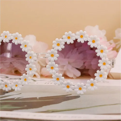 Vista 4 de Naimo Fashion - Gafas de sol redondas con decoración de perlas, protección contra los rayos UV, armazón de metal.
