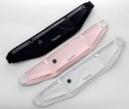 Vista 7 de Cinturón de correr para mujeres y hombres - Cinturón delgado para teléfono con soporte resistente al agua, correa de cintura ajustable con 3