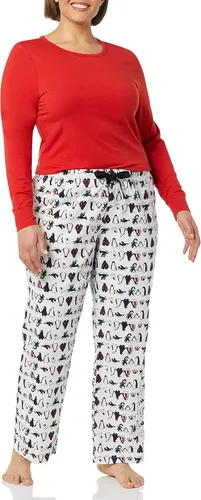 Vista 3 de Tienda Essentials Conjunto de pijama ligero de franela y camiseta de manga larga para mujer (disponible en tallas extragrandes)