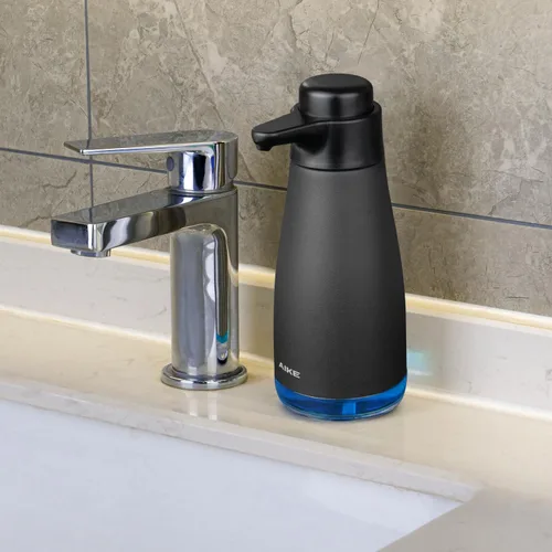 Vista 6 de AIKE Dispensador de jabón líquido de 15 onzas líquidas para platos y jabón de manos, negro mate Easy Push Durable Pump, No-Slip Base with Clear