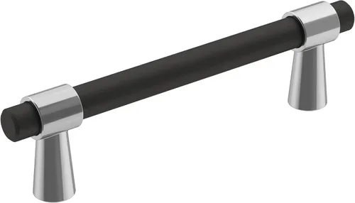 Vista 42 de Amerock BP37385FBG10 Mango de gabinete negro mate/níquel satinado Mango de gabinete de 3 pulgadas (76 mm) de centro a centro Mergence