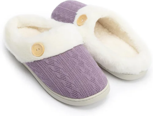 Vista 11 de Chantomoo Pantuflas para Mujer Cálidas y Cómodas con Espuma Viscoelástica Pantuflas de Casa Zapatos de Punto con Forro de Piel Sintética Suela