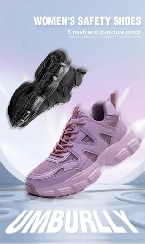 Vista 4 de MENGYUXIN Zapatos de seguridad para mujer, botas de seguridad de trabajo con punta de acero, zapatillas de trabajo transpirables, zapatos de trabajo