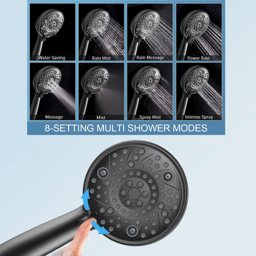 Vista 3 de EMBATHER Shower Faucet Set with Tub Spout, 2 in 1 Bathtub Faucet Set with 8 Modes Shower Head, Single-Handle Tub Faucet Set, Shower Valve and Trim