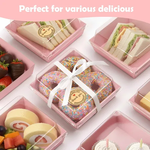 Vista 5 de 120 Cajas Pequeñas de Charcutería con Tapas Transparentes - Cajas Mini de Charcutería de Papel Desechable de 5 Pulgadas, Cajas de Postres