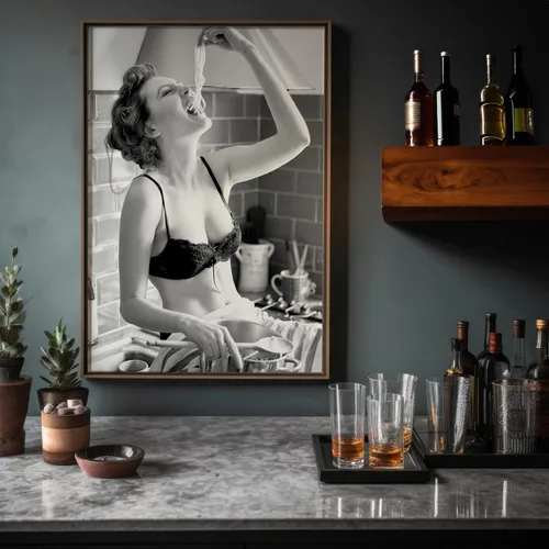 Vista 6 de Poster Master Póster con estampado de chica espagueti, cómete la pasta, arte de fotografía de moda, regalo para hombres y mujeres, decoración
