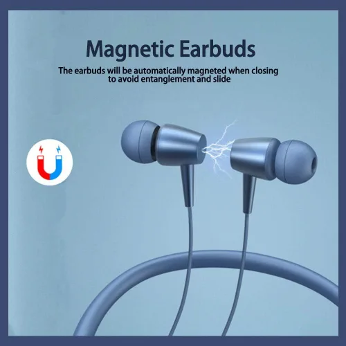 Vista 6 de Auriculares Bluetooth inalámbricos Bluetooth 5.0 con banda para el cuello con 20 horas de reproducción, controladores de 0.394 pulgadas, auriculares