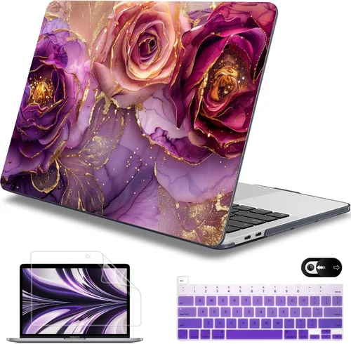 Vista 40 de Mektron Funda para MacBook Pro de 13 pulgadas 2022 2021 2020 versión A2338 M2 M1 A2289 A2251, cubierta rígida de plástico impresa para MacBook Pro