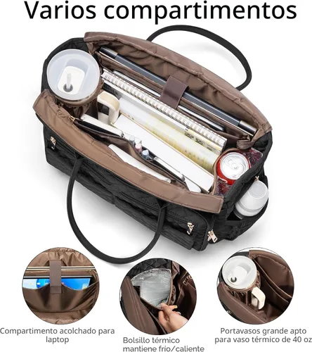 Vista 3 de Bagstellar Teacher Bags for Women, 15.6 inch Laptop Work Tote Bag Quilted Nurse Bible Computer Shoulder Bag for School Travel Dream Tote Work Bag