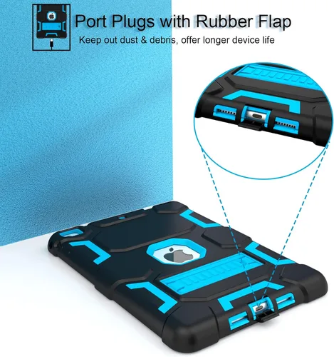 Vista 4 de CCMAO Funda para iPad de 6ª/5ª generación (9.7 pulgadas, 2018/2017), iPad Air de 2ª generación (2014) con soporte, funda protectora híbrida a prueba