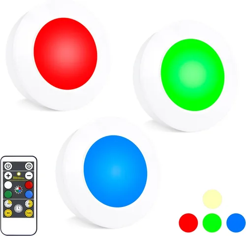 Vista 13 de BIGMONAT Luz LED para Debajo del Gabinete, Luces de Barra LED RGB de Cambio de Colores Operadas con Batería con Control Remoto, Luces LED Multicolor