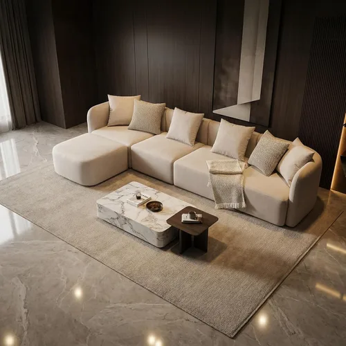 Vista 15 de SSC SATITUNCASA - Sofá modular curvo de 102.36 pulgadas, acogedor sofá Boucle para sala de estar, sofá de 4 plazas color crema con almohadas, sofá