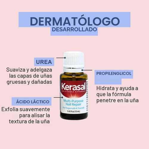 Vista 6 de Kerasal - Tratamiento reparador de uñas multiusos, solución para uñas descoloridas y dañadas, 0.43 fl oz