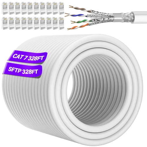 Vista 8 de Soibke Cable Ethernet Cat 7 de 10 pies, para exteriores e interiores, cable Ethernet de alta velocidad Cat 7 SFTP triple blindado, red, Internet