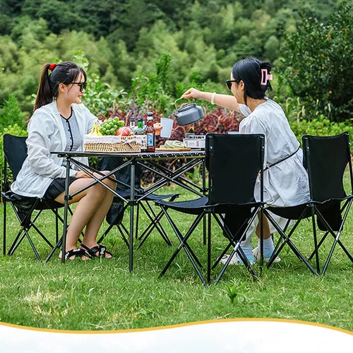 Vista 2 de Mesa de picnic plegable de 3 pies con asientos/agujero para paraguas, soporte de 265 libras que soporta esa tarjeta ligera y plegable, mesa plegable