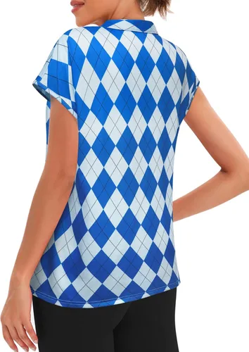 Vista 2 de MISS FORTUNE Camiseta de golf con cuello en V y secado rápido para mujer