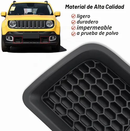 Vista 6 de 1 par de rejillas de inserción para el parachoques delantero con cubierta de bisel de reemplazo para Jeep Renegade 2015-2018 Sport Latitude