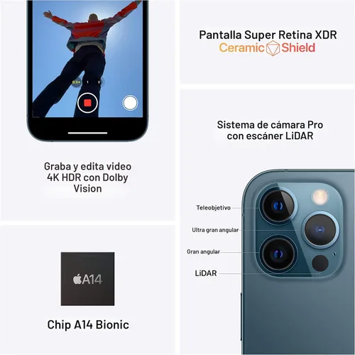 Vista 4 de Apple iPhone 12 Pro Max (128GB, oro) [bloqueado] + suscripción a empresa de telefonía Dorado