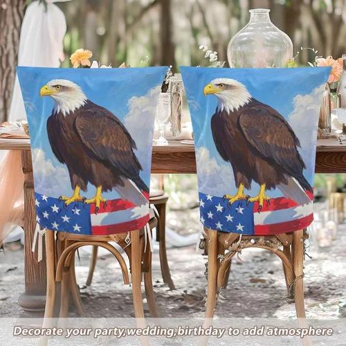 Vista 6 de 4th of July Independence Day Brown Bird Decorative Chair Protectors Covers for Family Gatherings Removable Office Seat Cover forro para sillas