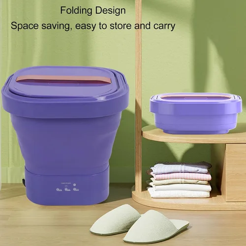 Vista 9 de Lavadora portátil de 23 litros, lavadora plegable recargable con secadora giratoria, mini lavadora para ropa interior, pequeñas delicadas, adecuada
