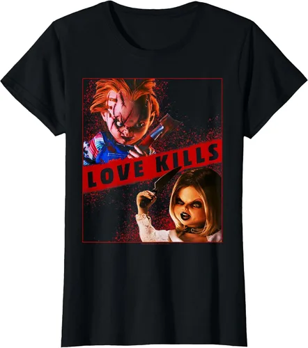 Vista 58 de Child's Play Chucky and Tiffany Love Kills T-Shirt Asphalt Grey