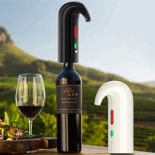 Vista 8 de Aireador de vino eléctrico - Decantador portátil de un solo toque y bomba dispensadora para vino tinto y blanco, oxidante automático