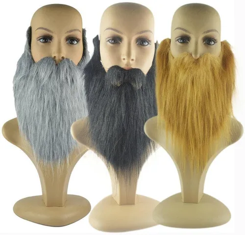 Vista 7 de 4 piezas de barba falsa de Halloween barba falsa bigote falso bigote falso para adultos niños disfraces suministros de fiesta de Halloween