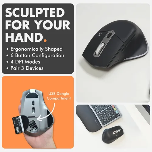 Vista 8 de X9 Combo ergonómico de teclado y mouse inalámbricos: teclado Ergo Split con reposamuñecas y mouse, 2.4G y Bluetooth, teclado ergonómico y mouse