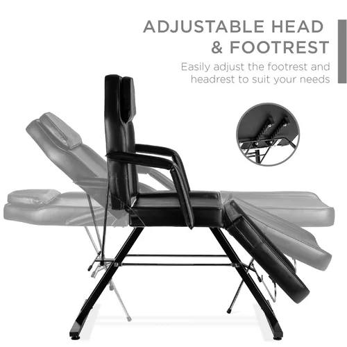 Vista 4 de Nueva camilla/silla de masajes, para barberías, tratamientos de belleza, faciales, tatuajes, equipo para salón, incluye banquito