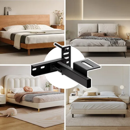 Vista 7 de Soportes ajustables para cabecero – Soportes de montaje en pared de metal para cabecero con kit de extensión de estribo para cama individual