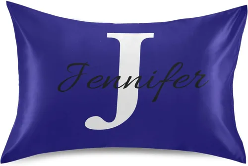Vista 26 de Fundas de almohada negras personalizadas de seda con cierre de sobre, funda de almohada de satén tamaño estándar para personas que duermen