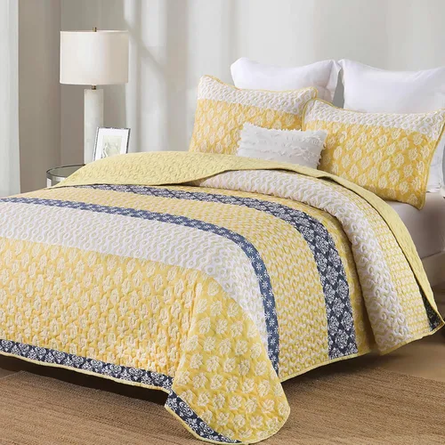 Vista 10 de Cottolester Juego de edredón Aqua tamaño Full, colcha a rayas estilo bohemio, juego de ropa de cama de microfibra ligera y suave de 3 piezas, 78"x90