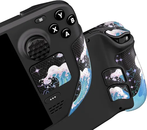 Vista 9 de PlayVital Professional Textured Soft Rubber Pads Handle Grips for Steam Deck LCD & OLED, Trackpads Skin Grip Enhancement Back Button Protective