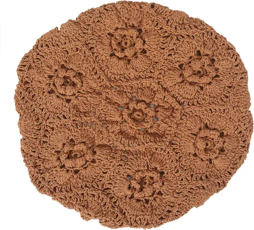 Vista 5 de ZLYC Boina de algodón para mujer con corte floral hecho a mano