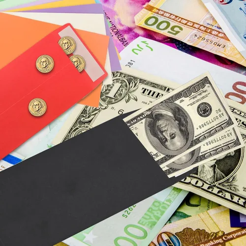 Vista 3 de Sobres para dinero en efectivo - 100 paquetes, 3.5x6.5 pulgadas, negros, de colores, adecuados para presupuestos, cheques, monedas, joyas, artículos