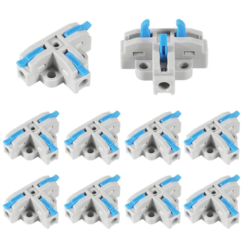 Vista 10 de DIANN 10 piezas de conectores de alambre de palanca 2 en 4 salidas para empalmes en línea de circuito Conector de alambre eléctrico 28-12 AWG 10pcs