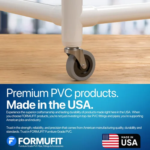 Vista 8 de FORMUFIT Adaptador de montaje de PVC con ruedas de 1-1/4 pulgadas, grado de muebles, blanco, fabricado en Estados Unidos, resistente a los rayos UV