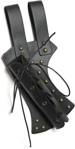 Vista 2 de HZMAN Cinturón de espada de cuero, diseño de rana LARP, medieval, accesorio para disfraz, funda de espada de caballero de estoque